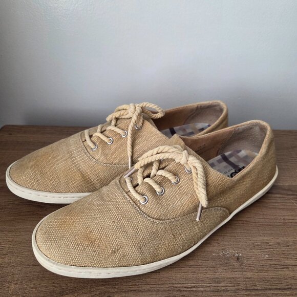 EUC BORN SHOES TAN CANVAS UPPER LACED WOMENS 9.5 - Picture 3 of 16